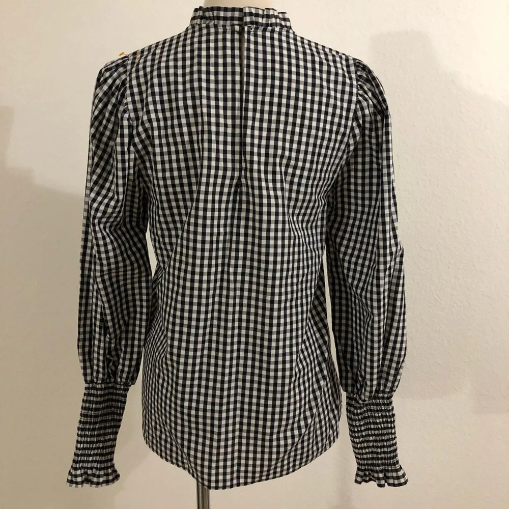 Zara Women’s Black and White Checkered Long Sleeves Blouse